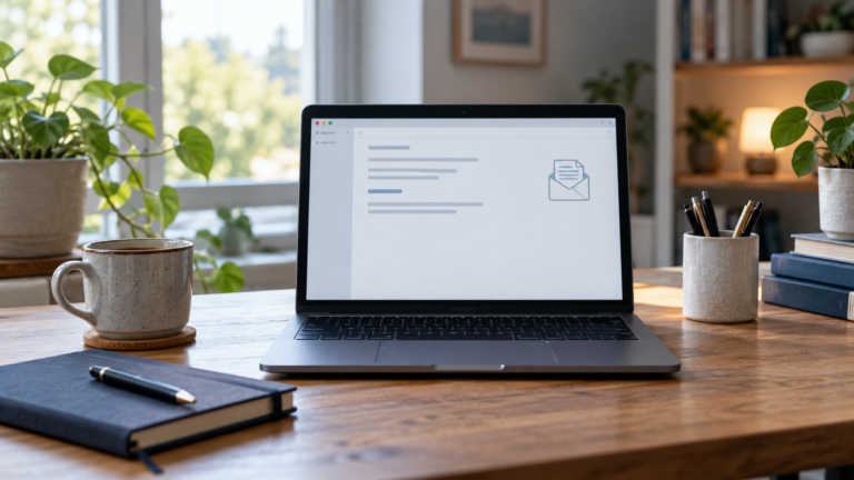 Laptop mit neutraler Textdatei und Hinweis auf einen Sicherheitskontakt